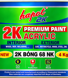 2K Bóng  68 NK (Nhanh khô) - Thùng 16 Kg - Giá 130K /1KG - 2.080.000 / Thùng 16kg  - Sản phẩm 2K Nhanh khô - Thi Công Nhanh nhà dân dụng - hoặc làng nghề hàng kinh tế - khô nhanh sau 2 giờ có thể đóng gói sản phẫm 